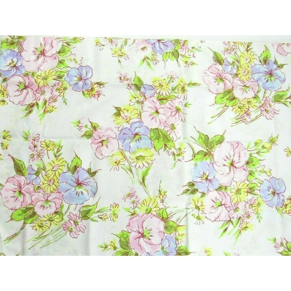 2x Vintage Pequot Single Standard Percale Floral Pillowcase Flowers Spring Pink